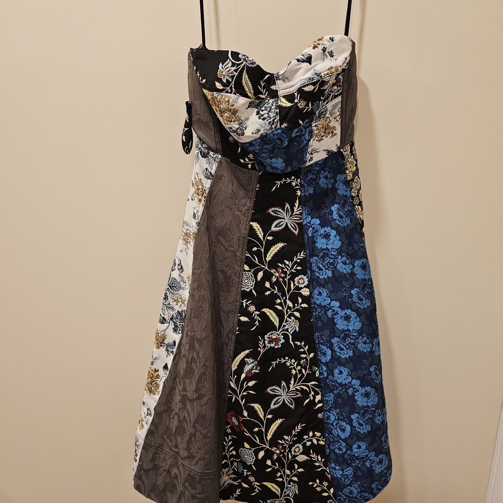 Anthropologie Floral Patchwork Sweetheart Midi Dress Size 14; NWT - Picture 3 of 10